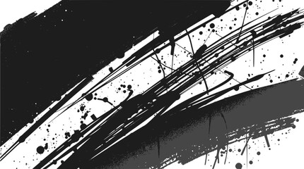 Obraz premium Abstract black ink brush strokes and splatters on