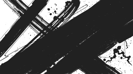 Fototapeta premium Abstract black ink brush strokes and splatters