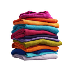 Stack of colorful knitwear items