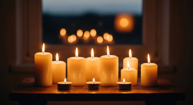 Candlelight Serenity - A Warm Glow in the Dark. - Powered by Adobe