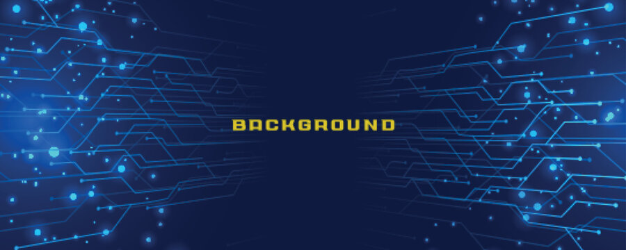 Abstract Technology Background with Circuit Board Pattern Network Connection System Structure Illustration Dark Blue Color Futuristic Design for Digital Data Transfer