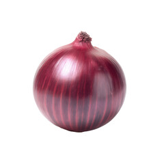 A single red onion isolated on transparent background, showcasing its vibrant purple skin and layered texture