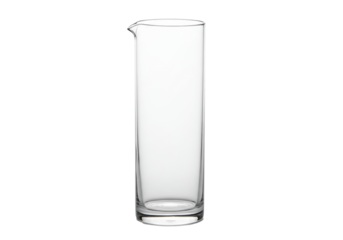 Isolated decanter pitcher or beaker stands ready for pouring, simple barware in glass
