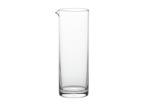 Isolated decanter pitcher or beaker stands ready for pouring, simple barware in glass