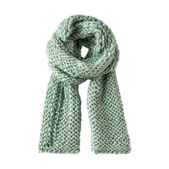 A knitted light green scarf up