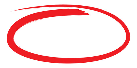 Red circle brush stroke marker highlighter isolated element.
