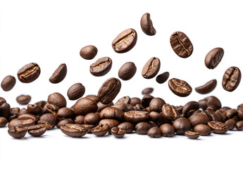 Obraz premium offee beans falling on a transparent background,clipping path, 