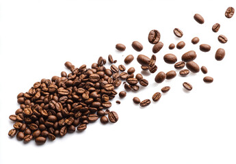 offee beans falling on a transparent background,clipping path,	
