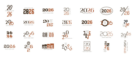 2026 logo concept for calendar, poster, flyer, banner. Modern design for calendar, invitations, greeting cards. Set of new year logo text design. stock illustration	