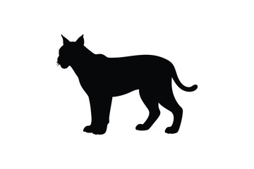 Stylized silhouette of a bobcat in profile silhouette