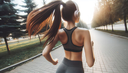 Running at dawn in the park