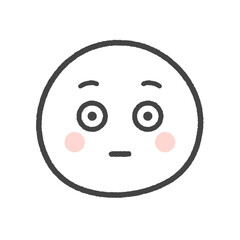 目を見開き固まる頬が紅潮した表情の絵文字 - 赤面･のぼせ顔の手書きのイラスト素材