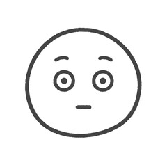 目を見開いて固まっているの表情の絵文字 - びっくりしてフリーズした無表情な顔の手書きのイラスト素材