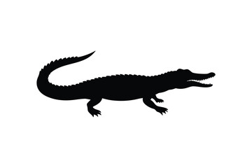 Graphic silhouette of a fearsome crocodile in profile