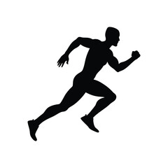 Dynamic silhouette of a man in mid stride running