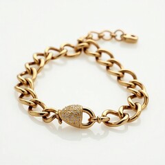 Obraz premium Chunky Gold Curb Link Chain Bracelet with Clasp