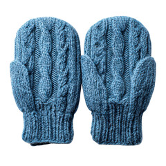 Blue knitted pair of mittens