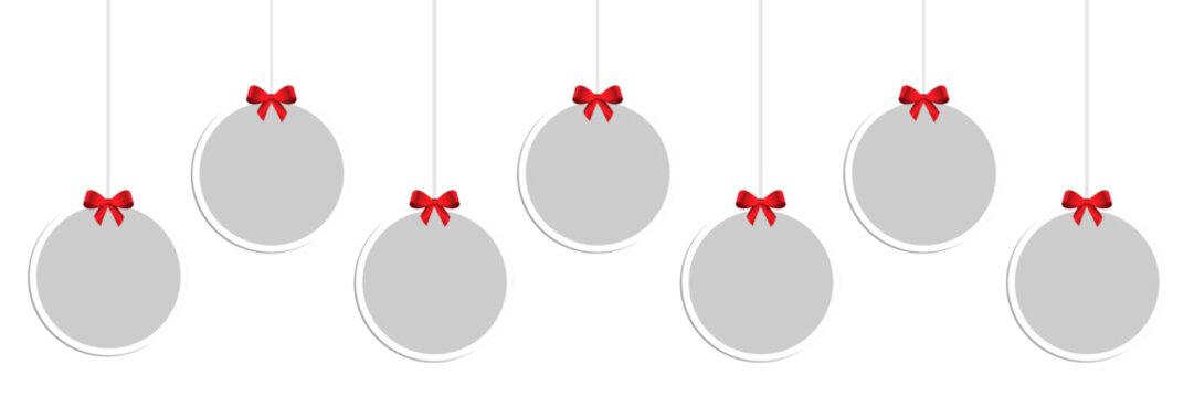 Christmas photo collage. Christmas round Photo frames. Hanging Photo Balls Mockup. Postcard, collage, banner, poster.