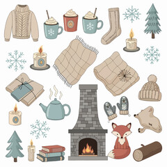 Seamless Christmas and New Year pattern featuring festive elements for a festive holiday background