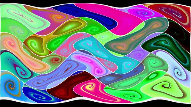 Sfondo HD animato con spirali colorate e deformate