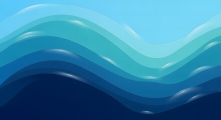 Abstract blue waves with glossy highlights creating a smooth background texture