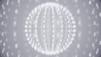 Digital Pound Currency Sphere Animation – Futuristic White Financial Network Globe Loop - Powered by Adobe