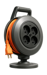 Obraz premium Swivel base extension cord reel for easy use in a versatile family room.