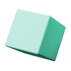 3d Cube Tosca Green Color, realistic rendering of 3d geometry shape object