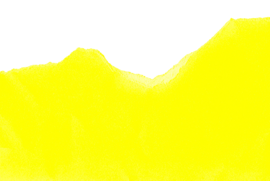 Large yellow torn paper shape with soft deckle edge and white negative space, bright collage background