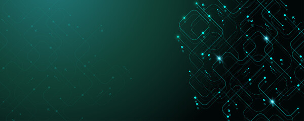 Fototapeta na wymiar Digital tech motherboard texture design. Creative idea banner concept for internet technology. Software coding. Engineering concept for poster, cover, banner, header, web, presentation template