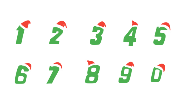 numbers with a Christmas theme on a white background