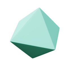Obraz premium 3d Octahedron Tosca Green Color, realistic rendering of 3d geometry shape object