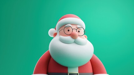 Cheerful Cartoon Santa Claus Character With Glasses and a Vibrant Background Ready for the Holiday Season