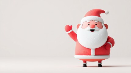 Cheerful Santa Claus Character Waving Happily in a Festive Setting, Designed With Bright Colors and a Joyful Expression