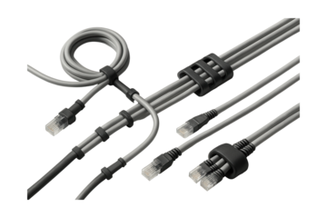 Wire harnesses for home networking, organizing Ethernet cables for a tidy workspace.