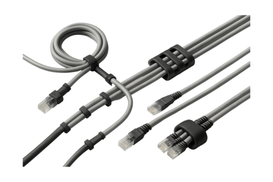 Wire harnesses for home networking, organizing Ethernet cables for a tidy workspace.