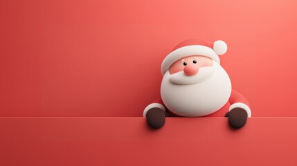 Cheerful Santa Claus Character on a Bright Red Background With a Warm Smile Ready for the Holiday Season
