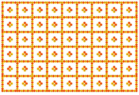 Indian flower garland and marigold flowers, Decorations for marriage and festivals, Indian traditional, marigold flower decoration.