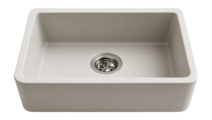 Seamless undermount quartz sink for a minimalist kitchen design.