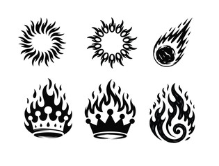 Sun fire circle vector illustration minimal design