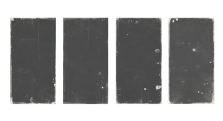Four dark rectangular surfaces with a retro vintage texture isolated PNG with Transparent Background