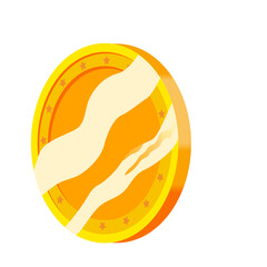 Golden Coin With Abstract Light Streaks and Star Embellishments Isolated on White Background Ideal for Financial Concepts