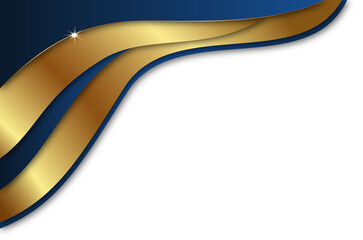 Elegant Gold Ribbon on Blue Abstract Background