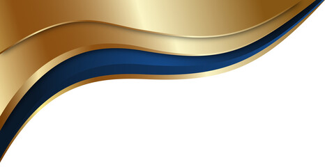 Abstract Gold and Navy Blue Wave Design on White