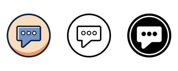 Simple chat bubble icon used for digital communication isolated vector art illustration