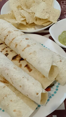 Close up. Mexican fajitas with the typical flour base.