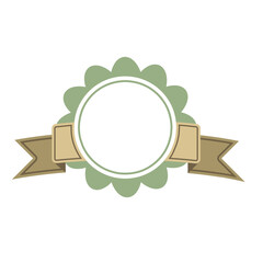 green label with ribbon