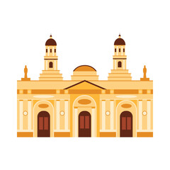 Iconic Chilean cathedral building isolated on white background for travel and architecture concepts vector illustration