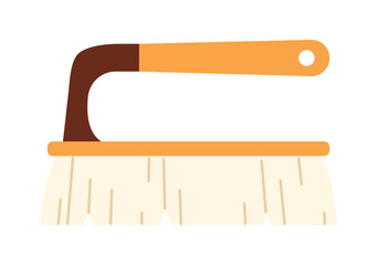 Minimal flat eco cleaning brush with wooden handle isolated on white background vector illustration