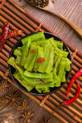 Overhead Gongcai Sichuan Cold Appetizer Salad